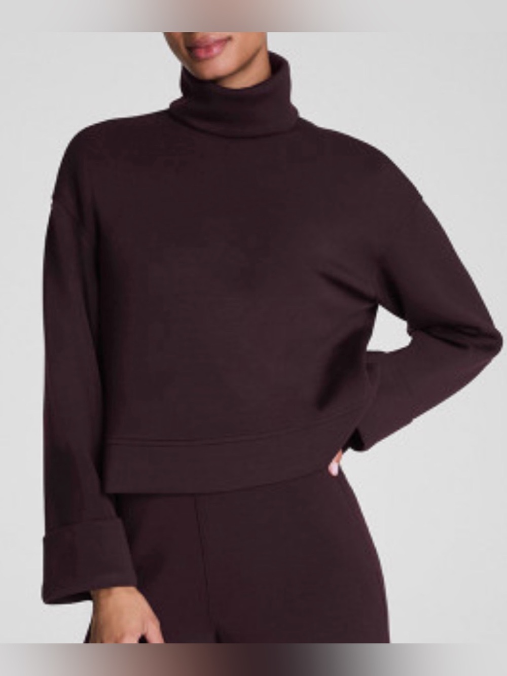 SPANX AirEssentials Turtleneck Sweatshirt Plum Size Small